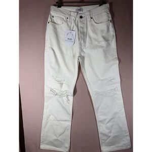 NEW Liu Jo Milano Women's White Straight Boule Distressed Jeans Size 28